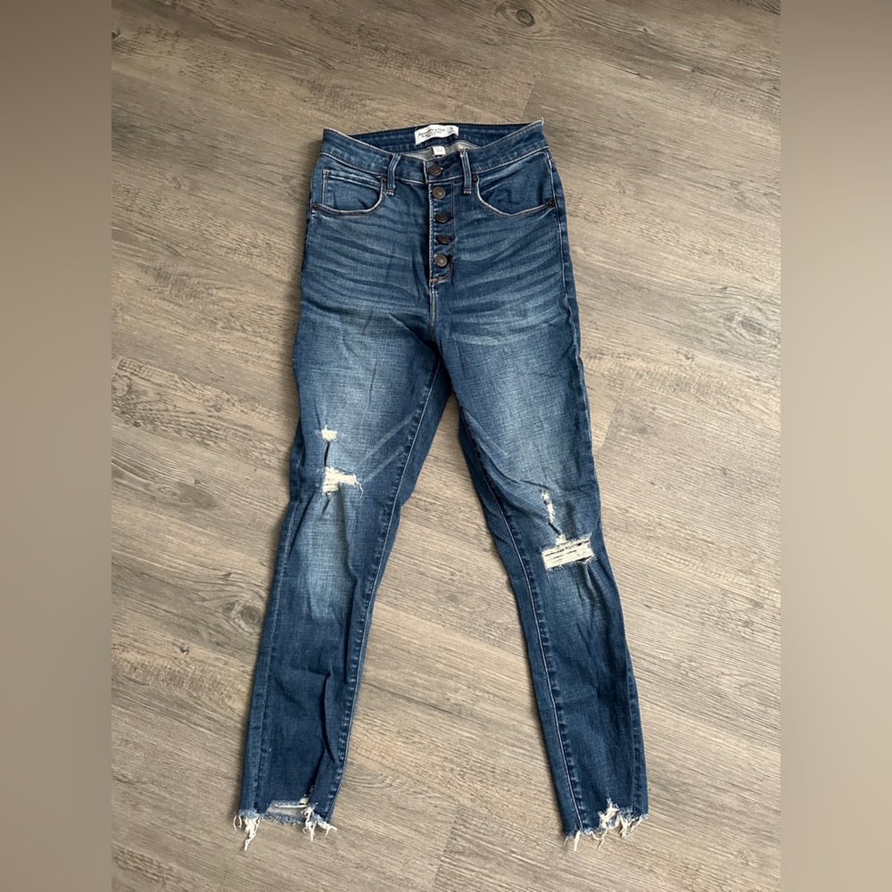 Abercrombie & Fitch Curve Love High Rise Super Skinny Ankle Jeans Size 26 (2)